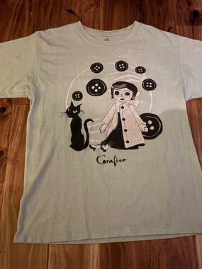 Coraline Mens Graphic Tee - Light Mint with Black Print